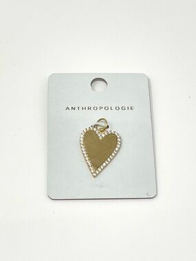 New Anthropologie Gold Heart CZ Charm